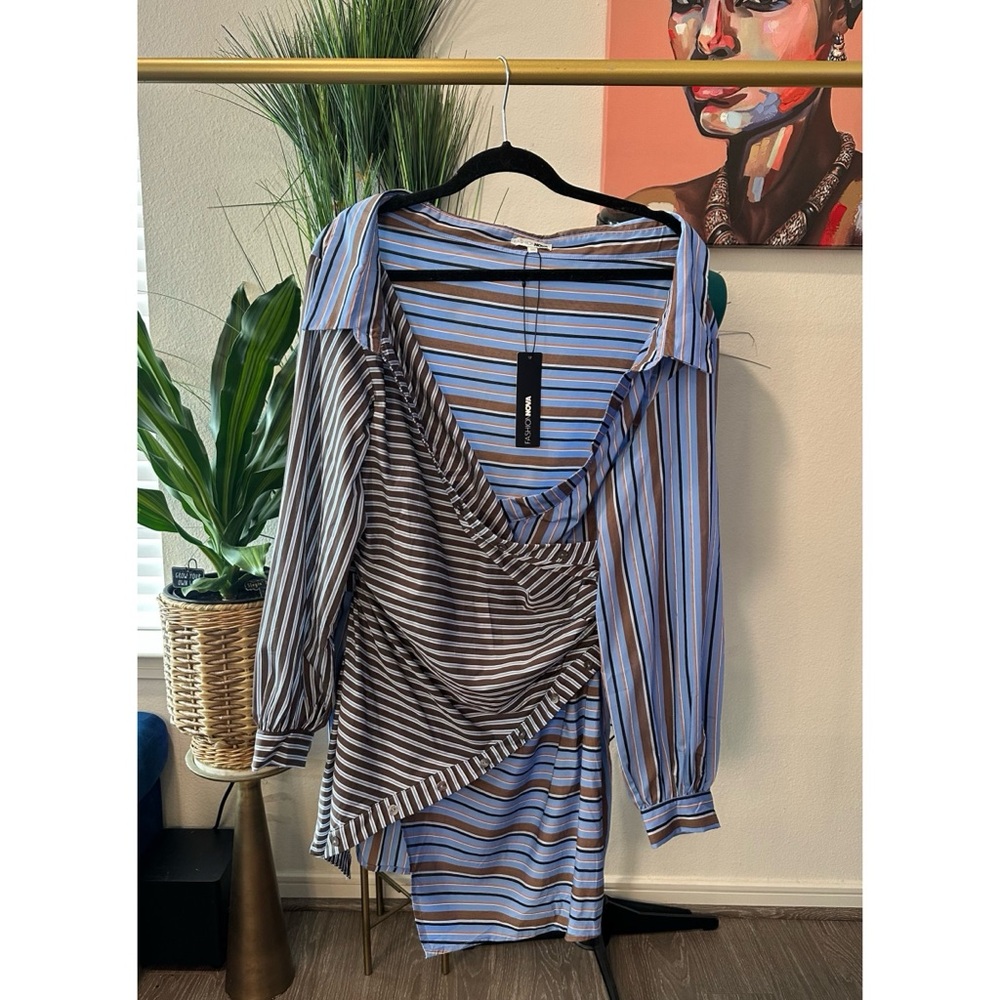 Fashionnova Multi-Striped Mini Dress - Size Large - Picture 3 of 11